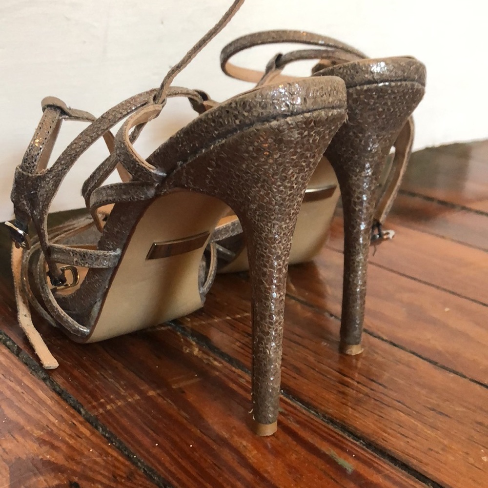 Badgley Mischka Silver Glitter Heels - Picture 3 of 4